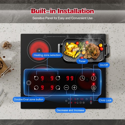 Zone electric hob 6600w - 4,