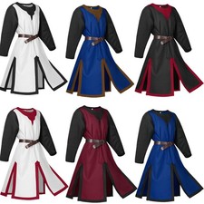 Halloween Men Medieval Knight Costume Tunic Viking Warrior Pirate Cosplay Suit