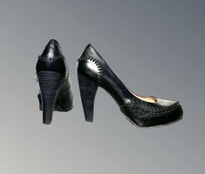 TERRA PLANA Black Leather Unusual Platform Heels Size 5