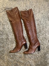 Vintage Brown Leather Over the Knee Boots - UK Size 6 EU 39