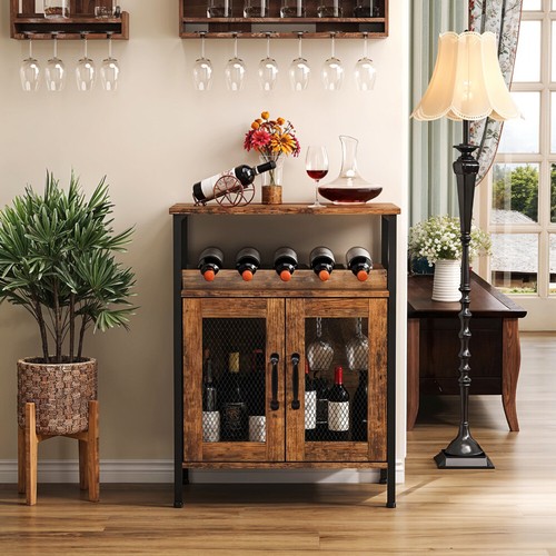 Rustic wood sideboard cabinet - wood,