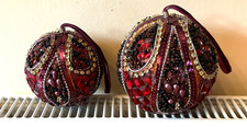 Large & Medium beaded and jewelled decorated Christmas baubles