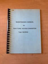 Maintenance Manual For Two-Tone Keyer/Converter Type GK2000