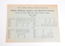 Bus Timetable Handbill Great Southern R'way Omnibus Dublin Wicklow Svcs. 1938