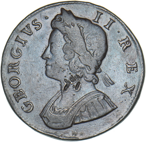 1734 halfpenny george ii - halfpenny,