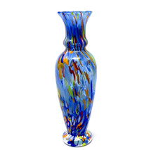 SIGNED/Certificate/Box Italian Murano Glass Millefiori Murrine Amphora Vase Blue