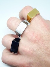 Gold Silver Mens Signet Ring