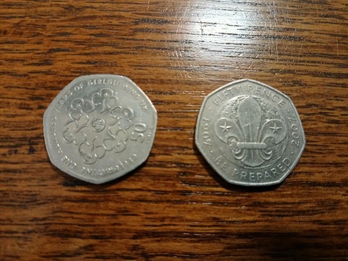 50p coins boy - x,