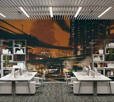3D Future City Wallpaper Wall