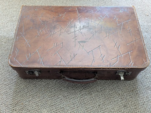 Vintage hard leather suitcase - vintage,