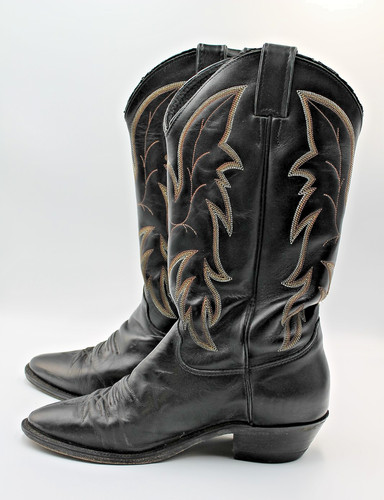 Men black leather cowboy - leather,