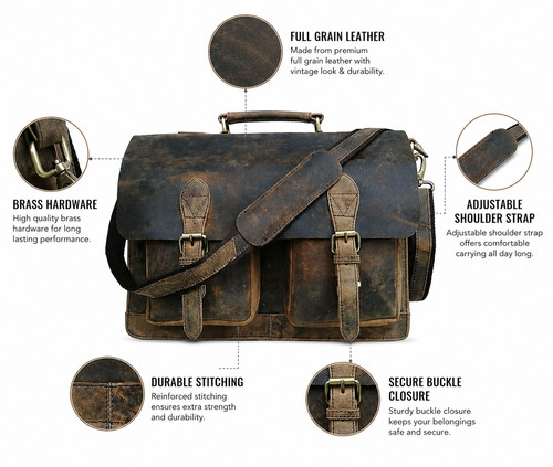 Handmade leather messenger bag - leather,