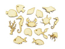 16x Wooden MDF Sea Life Shapes