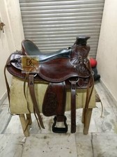 A Fork Premium Western Leather Wade Tree Roping Ranch Horse Saddles 10-18