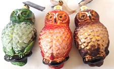 Three glass owl hanging - three,