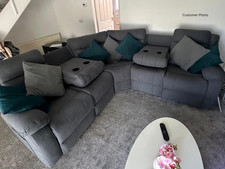 Grey Fabric Recliner Corner