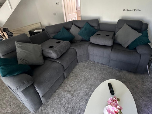 Grey fabric recliner corner - grey,