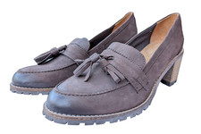 Fat Face Womens Loafer Shoes UK 8 EU 41 Tassels Brown Suede Heeled RRP £60 New