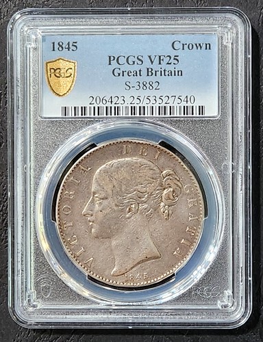 1845 great britain crown - britain, pcgs