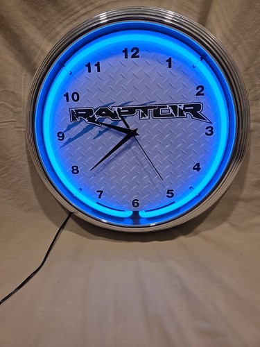 Ford raptor blue neon - neon, clock