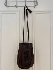 Vintage brown leather shoulder bucket-bag