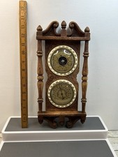 Vintage Precision Wooden Wall Thermometer With Artistic Hand Carving Brown 14”