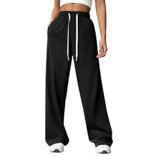 Womens Ladies Joggers Tracksuit Bottoms Close Wide Leg Trousers Jogging Pants