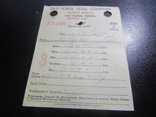 Old forge coal company - coal,