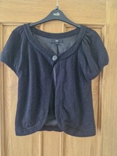 Jasper Conran Jeans Black Bolero Lined Debenhams Button Angora Trim - Size 10