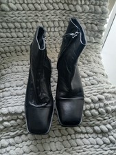 H&M BLACK SQUARE TOE BOOTS SZ