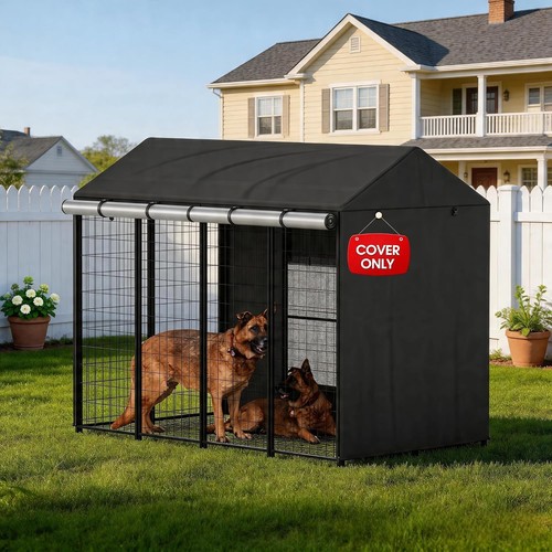 Covered dog kennel - kennel, outdoor