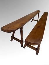 Antique French Pair Rustic Fruitwood Benches