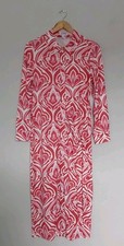 Crystal Kobe  Jersey Maxi Shirt Dress In Geranium Coral Small Length 47" QVC NEW