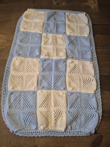 Blue and white - white, knitted