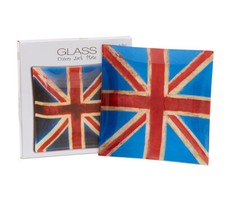 25CM SQUARE UNION JACK GLASS