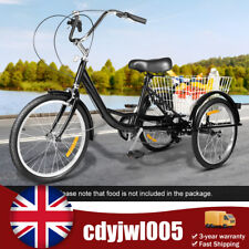 20 Inch Adult 3-Wheel Tricycle 8 Speed Bike Cruise Trike With Basket