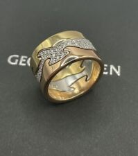 Georg Jensen Fusion 3 Part Gold Ring With Pave Diamond