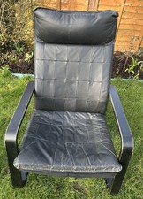 Ikea Poang black leather chair