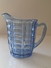 Vintage Blue Pressed Glass Jug
