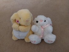 Very Cute Bunny Rabbit Plush Soft Toy Teddy bundle White (9") & Yellow (10") VGC