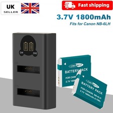 2x NB-6L NB-6LH Battery+Dual