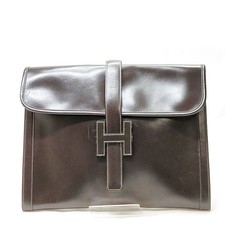 Hermes Clutch Bag Jige Brown
