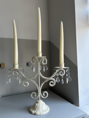 White arm candelabra candle - 3-arm,