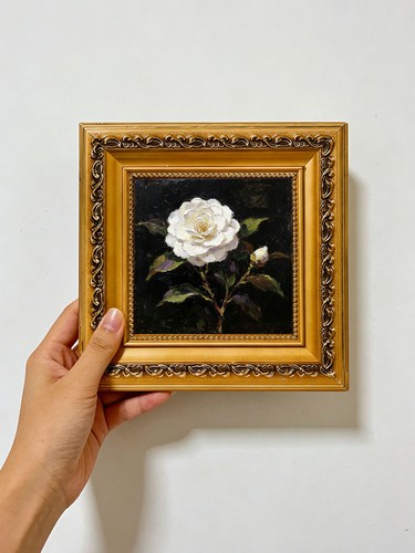 Vintage white camellia - vintage,