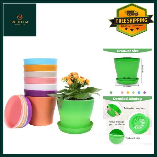 Colorful plastic plant pots - colorful,
