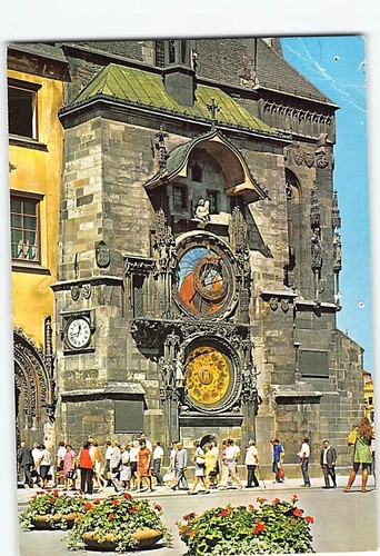 Postcard old town clock - town, prague