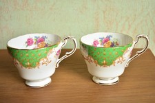 PARAGON CHINA ROCKINGHAM GREEN TEA CUPS X 2