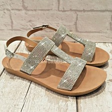 Ladies Silver Flat Strappy