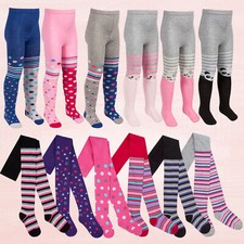 Kids Childrens Girls Printed Tights 3 Pairs Funky Design Thick Warm Unicorn NEW