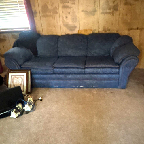 Blue fabric upholstered - fabric, 3-seat